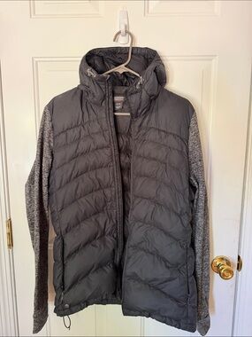 Outdoor Research Gray Quilted Puffer Jacket with Heathered Gray Sleeves